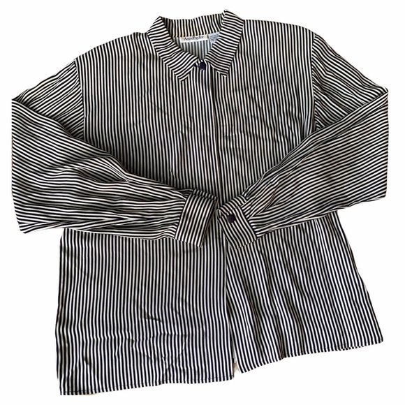 Vintage Ann Taylor Striped Rayon Classic Blouse - Picture 1 of 6